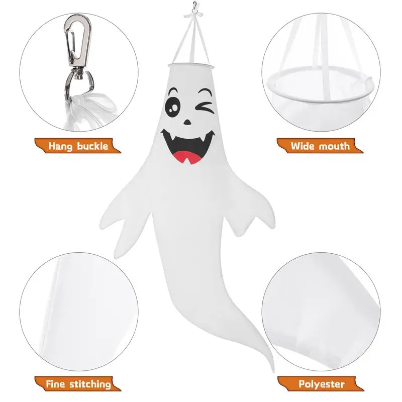 

2PCS Ghost Windsock Adorable Durable Halloween Windsock Halloween Decor for Party Yard Garden