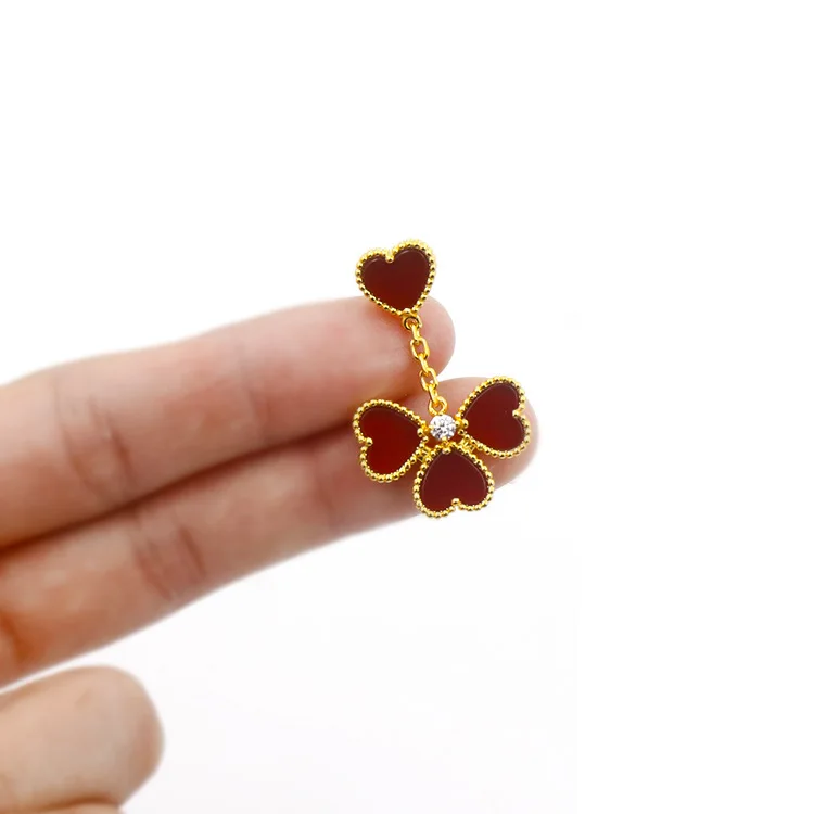 hot brand heart flower fashion jewelry for women flower colorful stone heart wedding jewelry earrings free global shipping