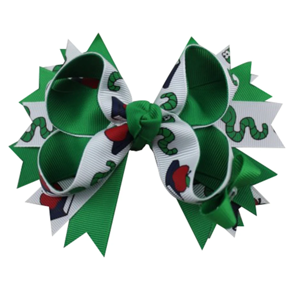 5 дюймов красочные волосы луки Аллигатор зажимы обратно в школу сложенный бант