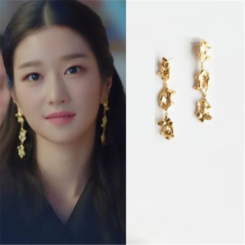 

Seo Yea Ji same earrings new drama ресницы piercing man fashion new earrings irregular three-layer Earrings
