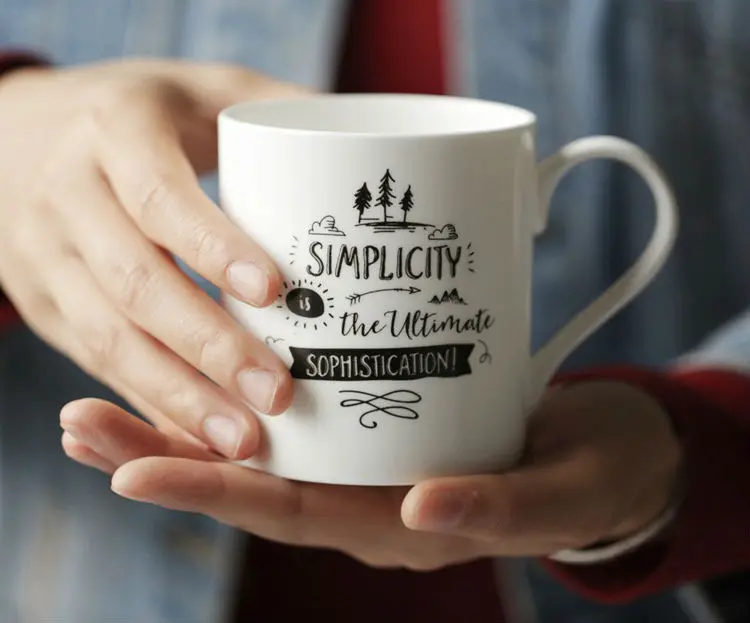 Безопасность пищевых продуктов Керамическая кружка 350мл Простой стиль белого