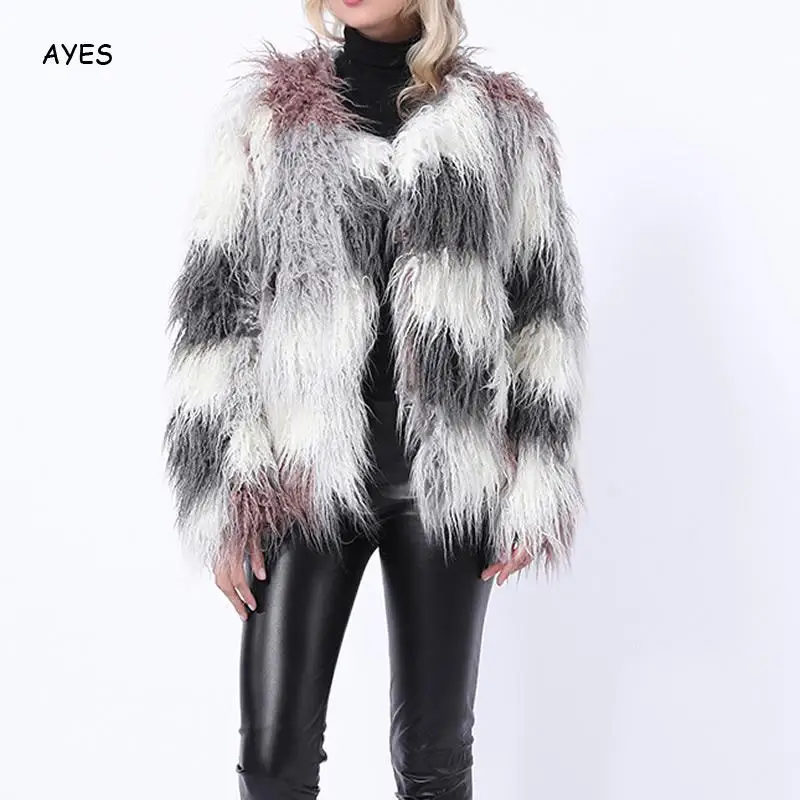 

Женские меховые пальто, сезон зима-осень 2020, теплые меховые пальто, женская модная теплая полосатая шуба, Новинка