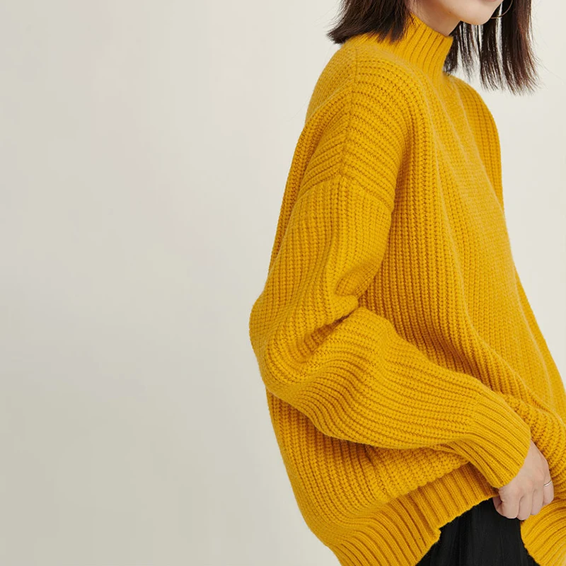 TWOTWINSTYLE Корейский минималистский свитер для женщин с круглым вырезом и длинным