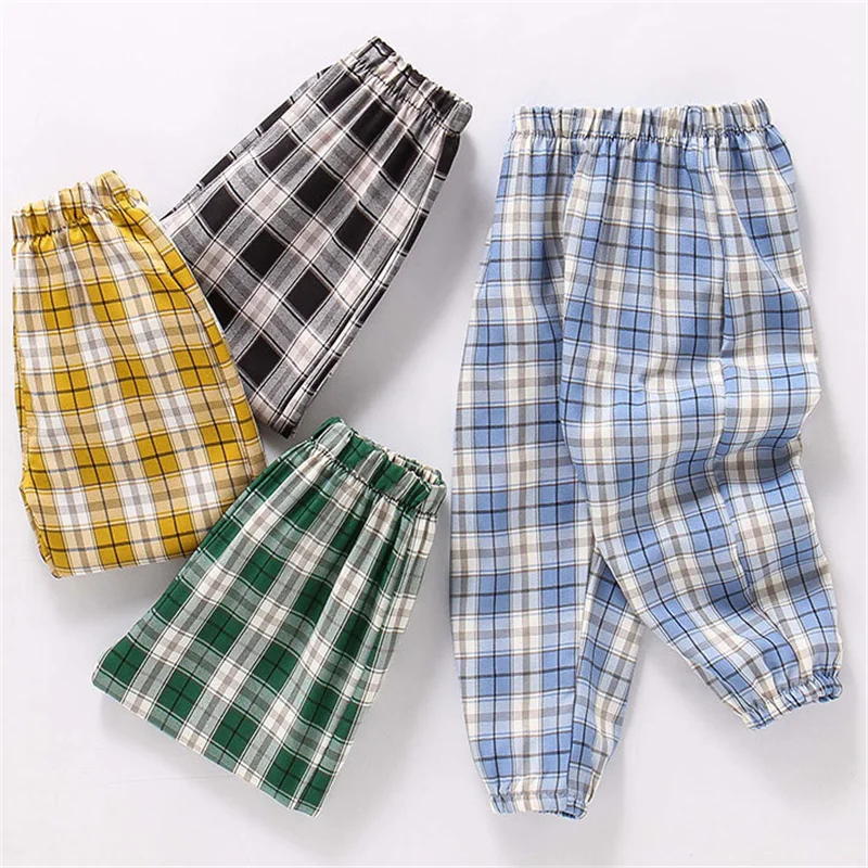 

Children's Pants 2021 Spring Summer Autumn Girls Boys Casual Plaid Pant Kids Trousers Suitable for Children Aged 2-8