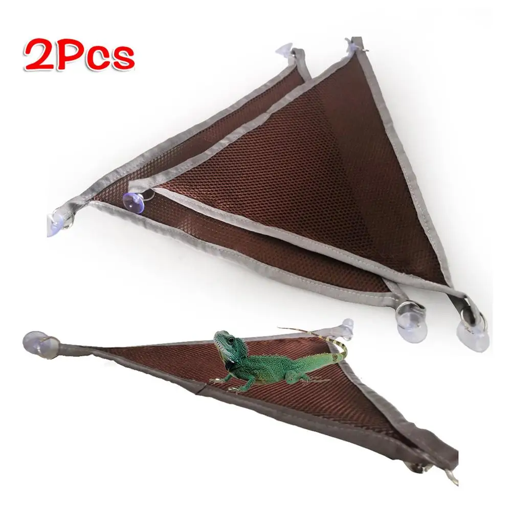 2PCS/Set Reptile Lizard Hammock Hamster Grass Mat Non-stick Hair Pet Bed Solid Triangle Shape Mesh Cushion Toy | Дом и сад