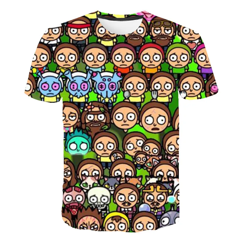 

2022 Summer New Men's T-shirt Harajuku Rick Pattern Round Neck T-shirt Top Fashion Short Sleeve 3D Printing Comfortable T-shirt