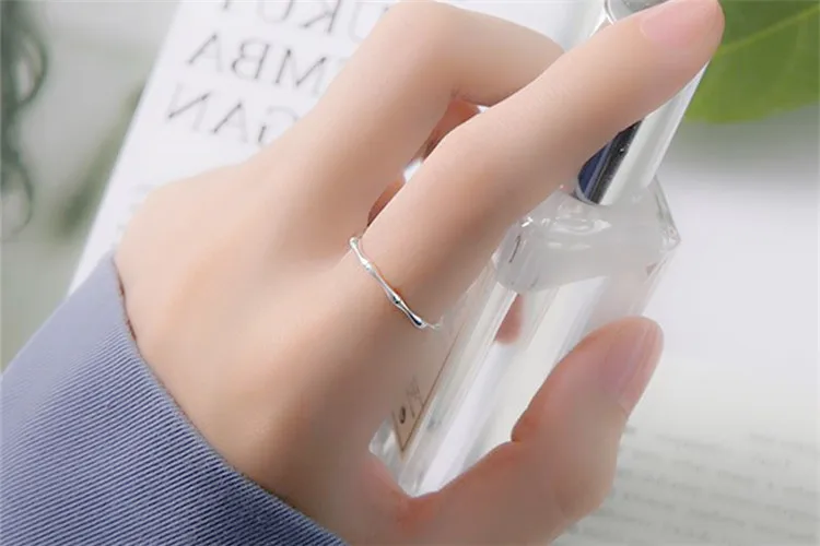 Модные серебряные глянцевые Маленькие Кольца из бамбука ювелирные изделия оптом