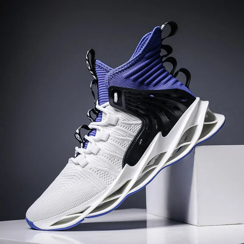 

Summer Casual Men Shoes Hot Sell Lace-Up Fly Weave Blade Zapato Ankle Protection Socks Chaussure Breathable Running Sneakers B28