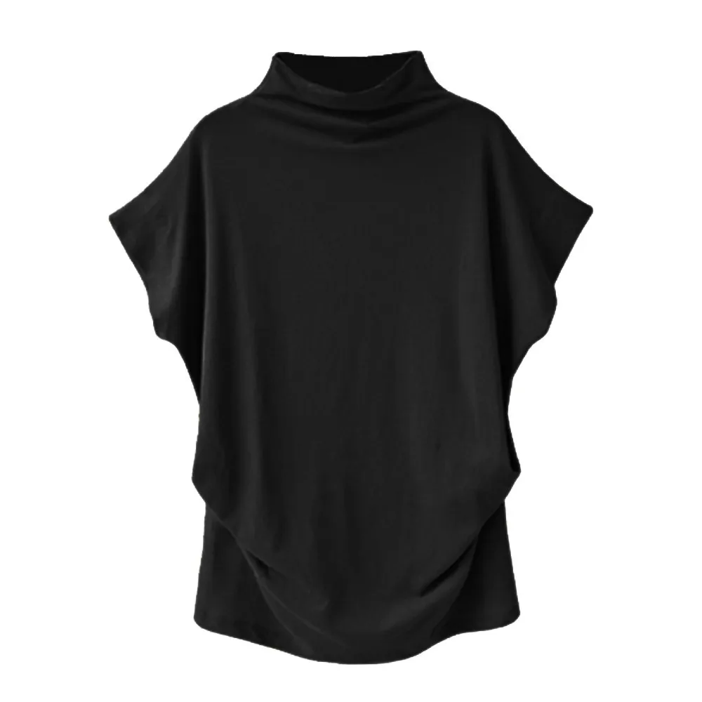 

Summer female casual turtleneck top bat short sleeve plus-size solid color fashion 2021