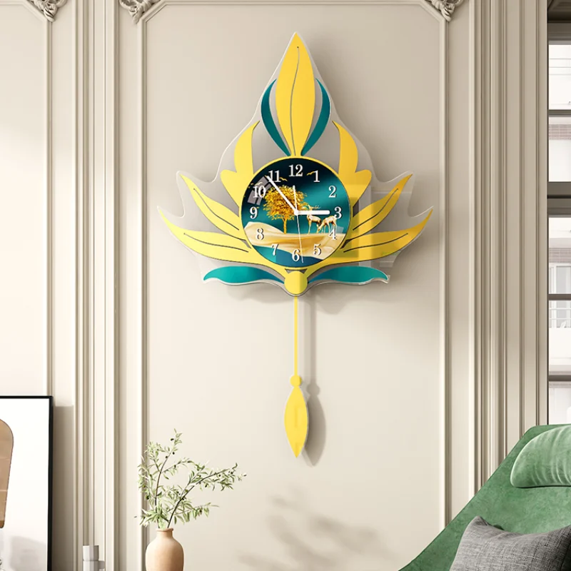 

Modern Design Wall Clock Luxury Metal Fashion Pendulum Luxury Silent Wall Clock Gold Mute Decoration Saat House Bathroom AG50ZB