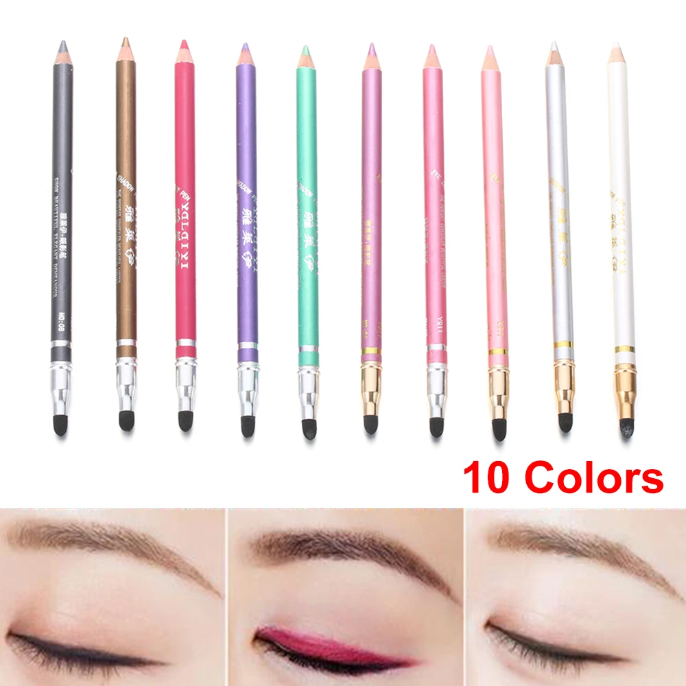 10 цветов двойная головка подводка для глаз карандаш с губчатой головкой