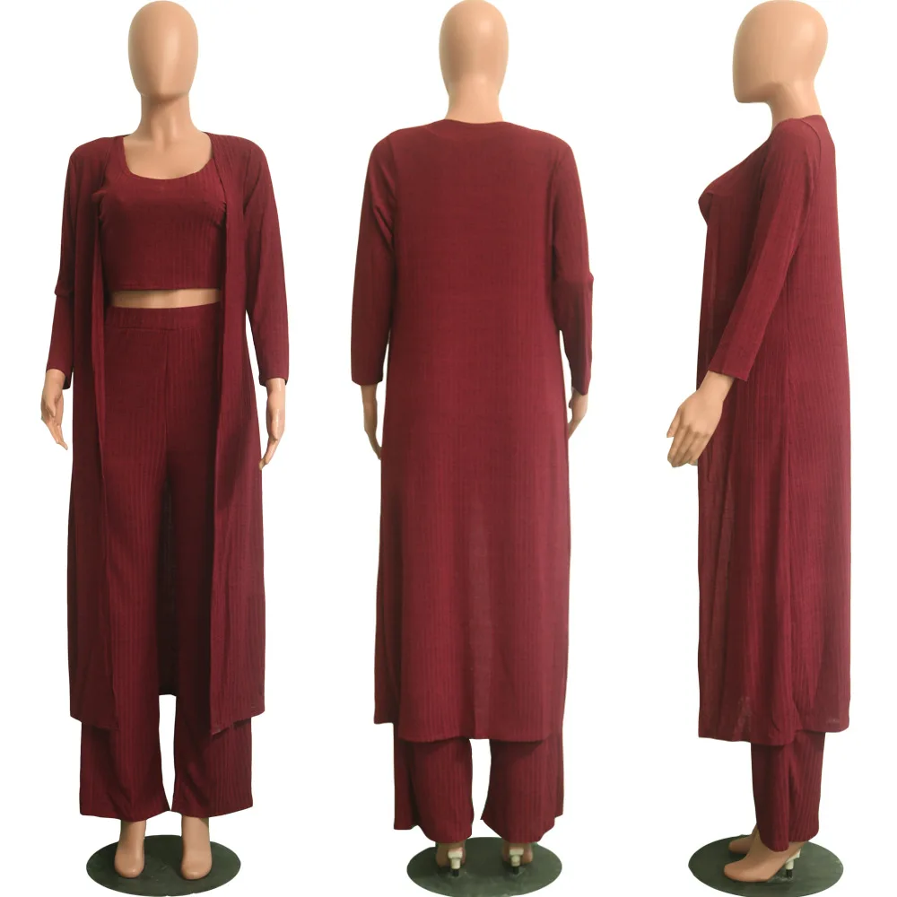 

Chocomist Two-piece Casual Solid 3 Piece Set Women Pant Set S403