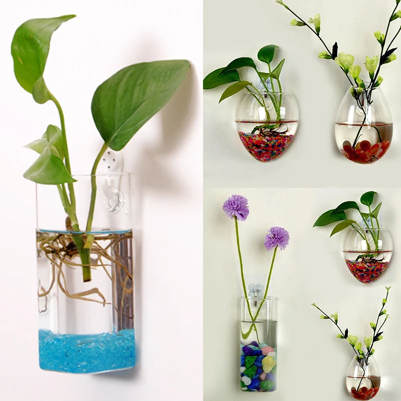 Настенные стеклянные вазы Мини Настенный завод гидропоники ваза пейзаж бутылка