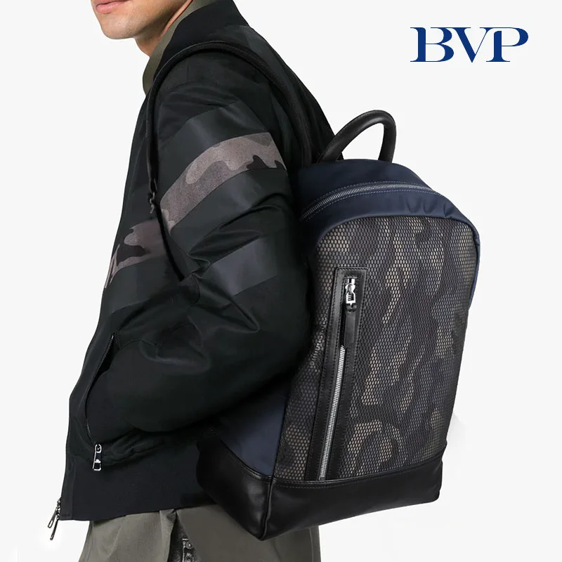 BVP мужской рюкзак из натуральной кожи от известного бренда легкий для ноутбука 14