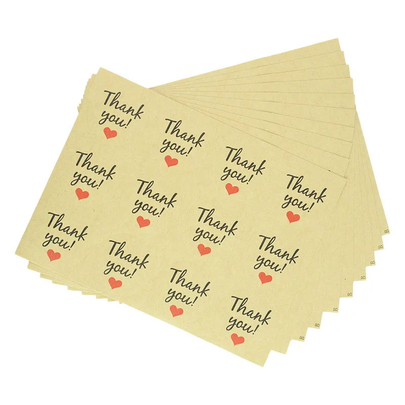 

120pcs 3.8cm Kraft Paper Thank You Stickers Handmade Seal Labels Wedding Birthday Party Favors Gift Bags Boxes Wrapping Supplies