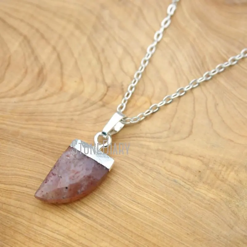 NM15632 10 шт. Новые ожерелья с клубничным кварцем посеребренные граненым гудком 16-20