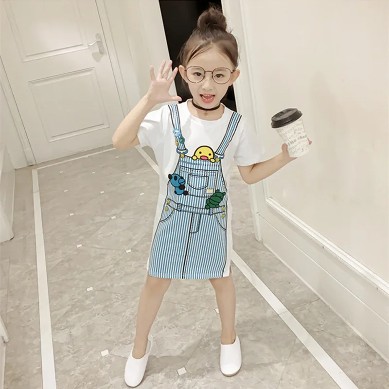 

2019 new summer kids dresses for girls fashion cartoon girls dress quality short sleeve dress girl