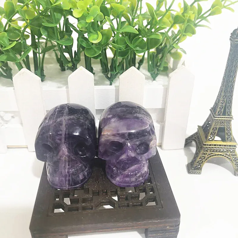 Высокое качество 2 дюймов натуральный мечта аметист черепа Форма камень ручной