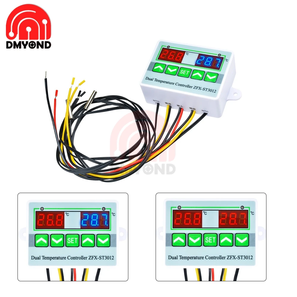 10 шт. цифровой светодиодный двойной термометр переменного тока 110 В 220