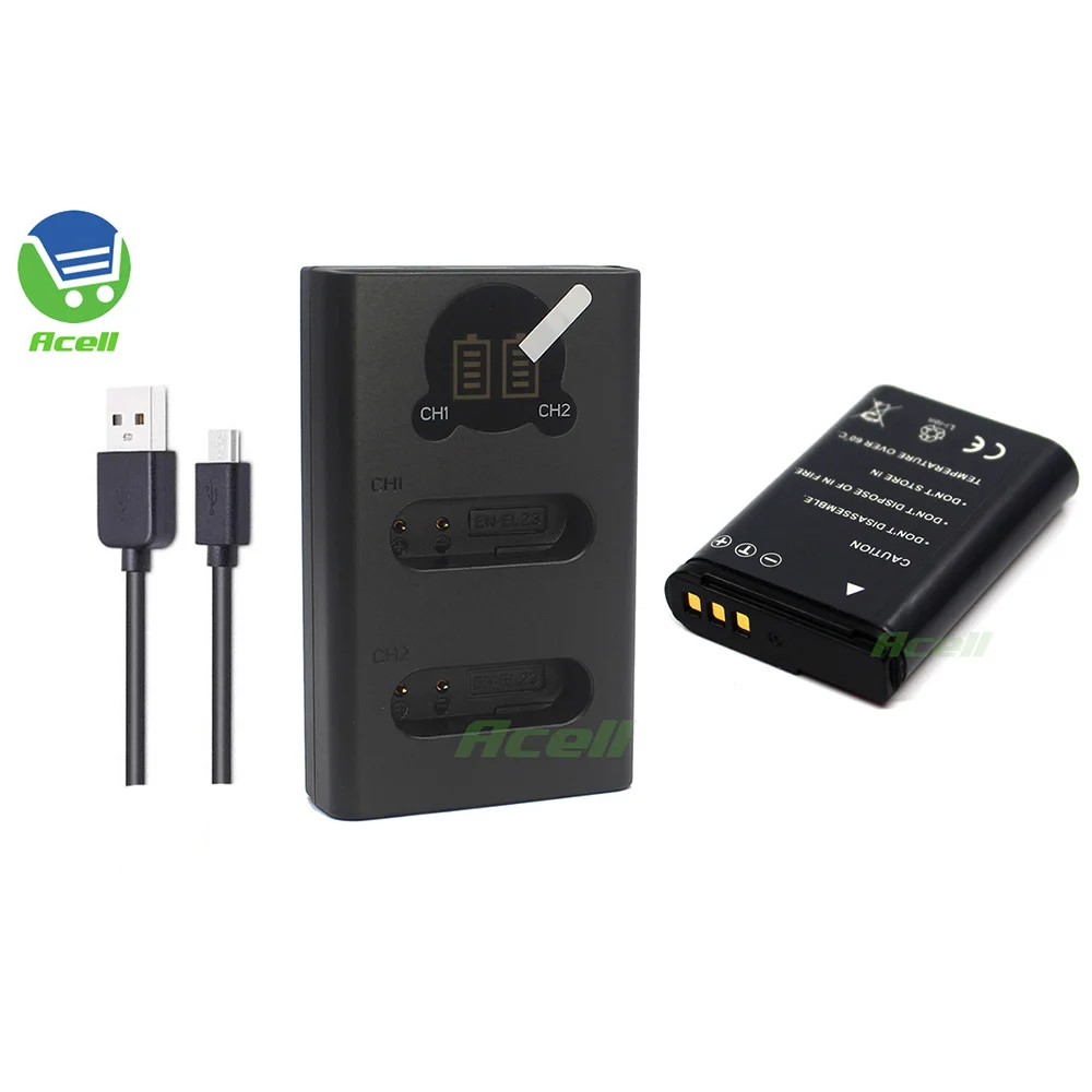 EN-EL23-compatible Battery + LCD USB Dual Charger for Nikon COOLPIX B700 P900s P900 P610s P610 P600 S810c Camera | Электроника