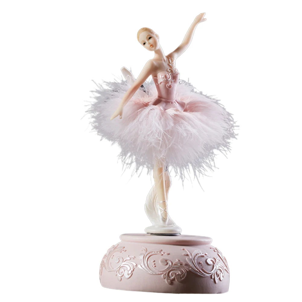 

Ballerina Music Box Dancing Girl Swan Lake Carousel with Feather for Birthday Gift AUG889