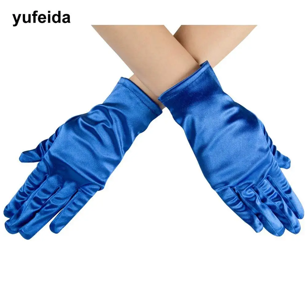 1 пара атласных перчаток с коротким пальцем для девушек гладкие Вечерние