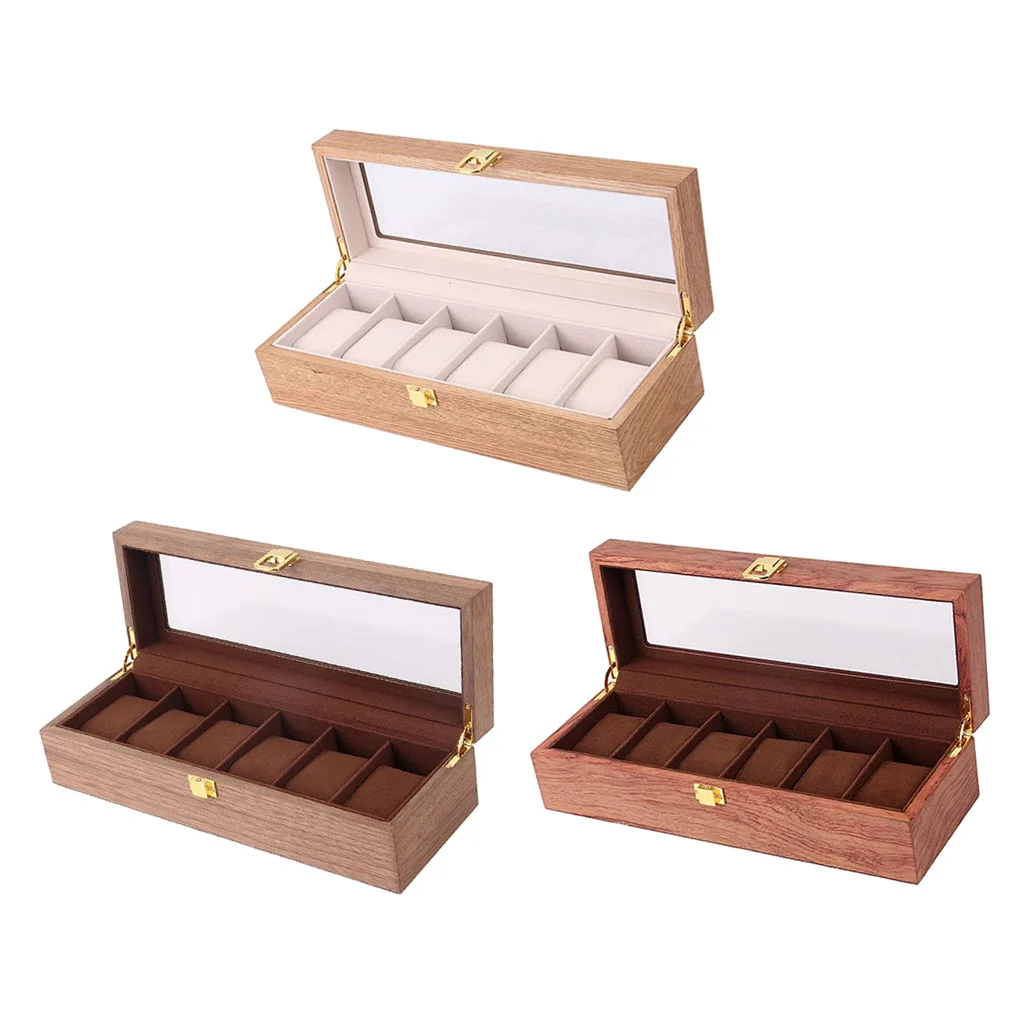 6 слотов роскошный простой чехол органайзер для часов коробка хранения ювелирных