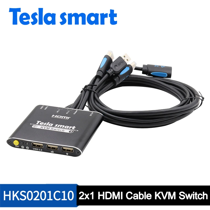 Кабельный коммутатор KVM 2 порта USB HDMI s переключатель 2x1 с дополнительным портом 0