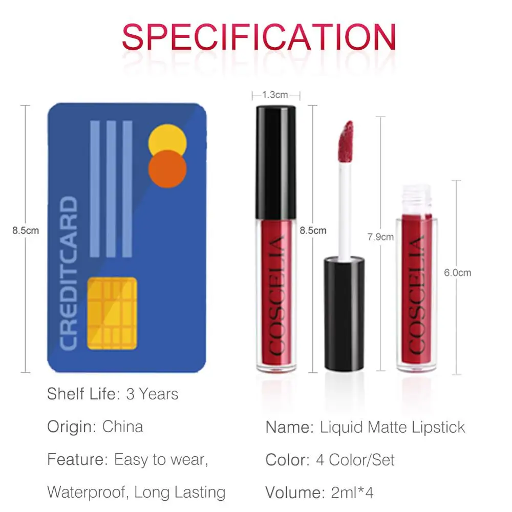 COSCELIA матовая губная помада бархатный сексуальный блеск для губ Набор