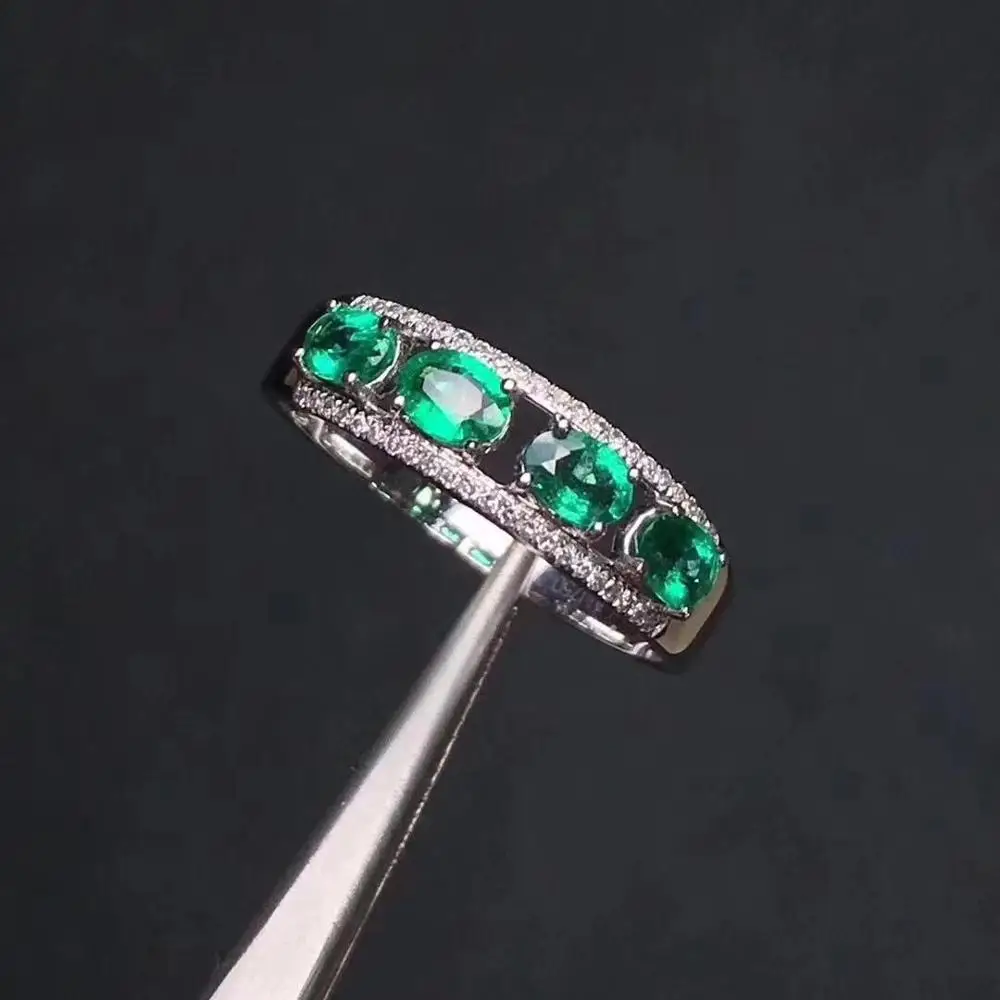 Platinum plating Кольцо с натуральным изумрудом модное качество драгоценных камней глубокий цвет 925 серебро настраиваемый размер номер - Цвет камня: Platinum plating