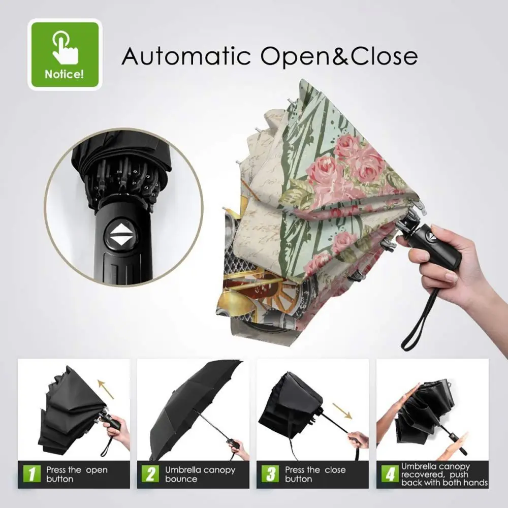 Offerte Francobolli Floreali Primavera Farfalla Antivento Pieghevole Automatico Ombrello Rovesciato Paraguas Portatile Per Uomo Donna