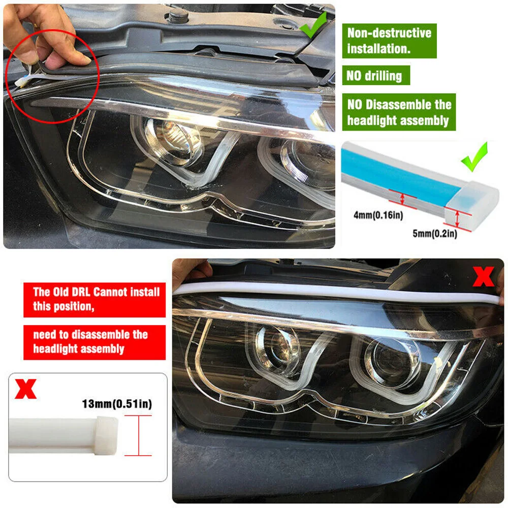 2 шт. автомобильные лампы светодиодный светильник на голову s полоска DRL тонкий