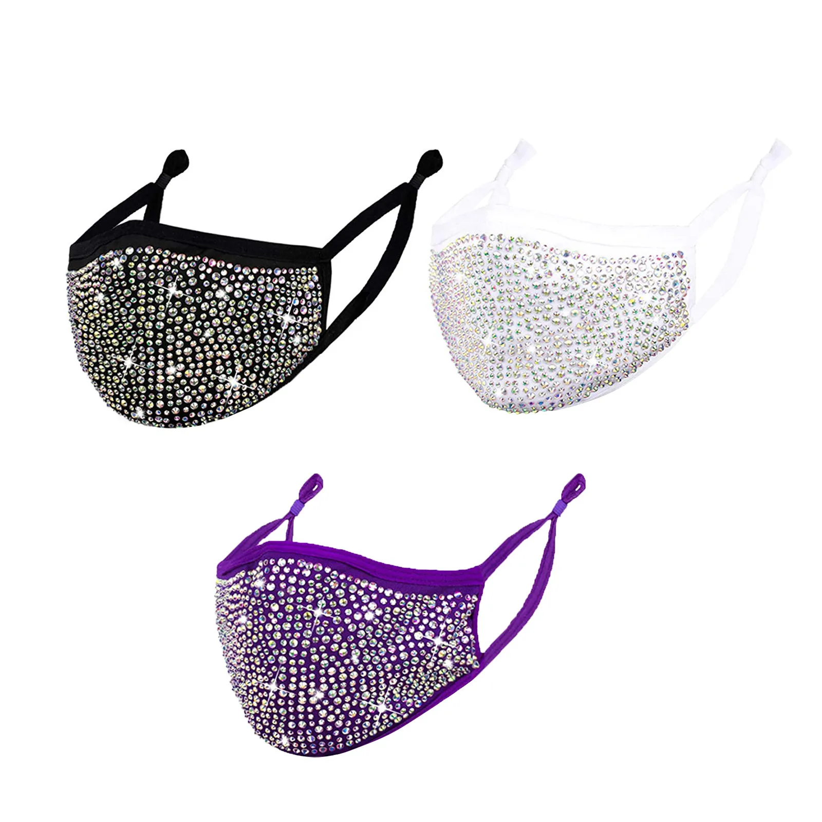 Модный комплект из 3 предметов к требованиям заказчика Сверкающие стразы маска