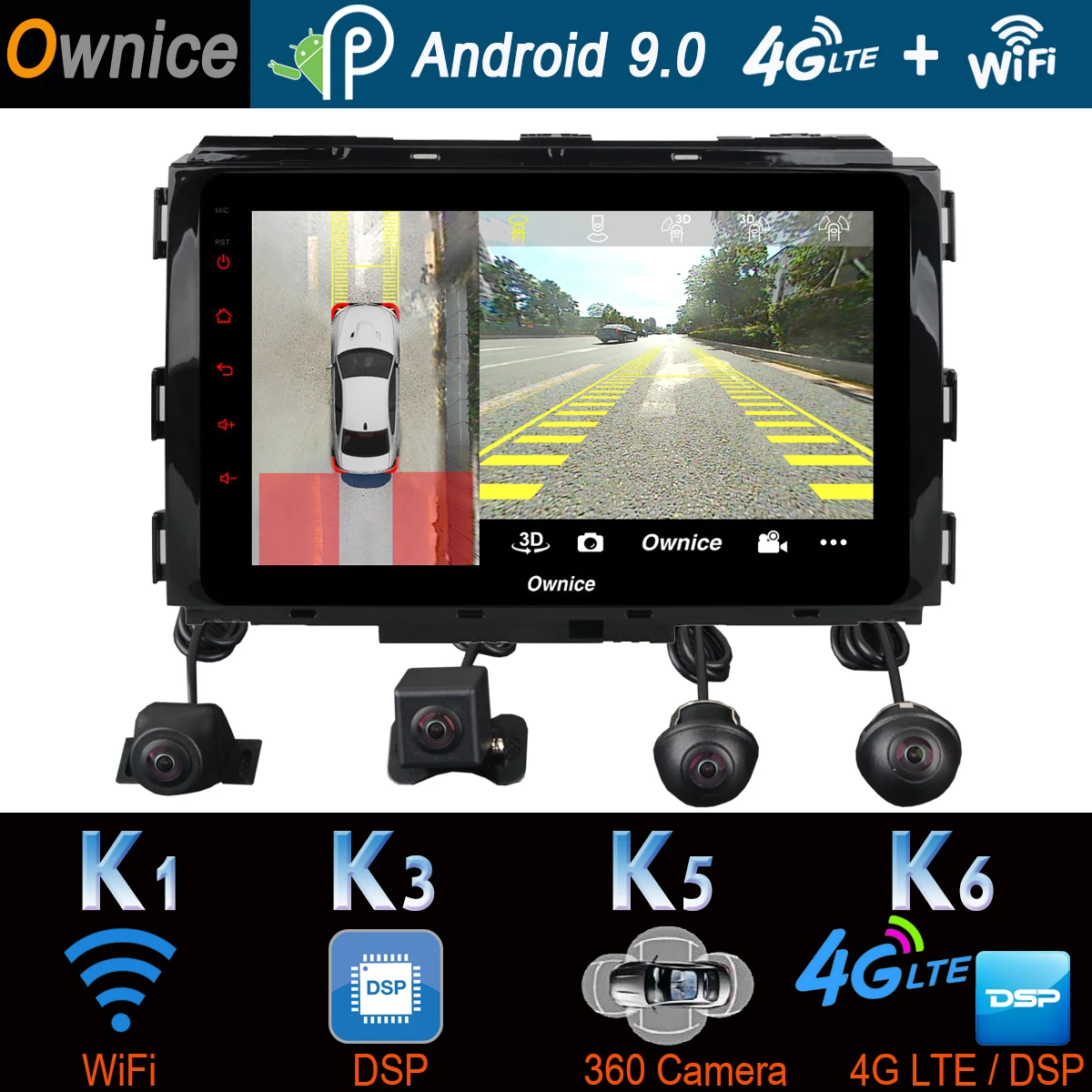360 ° 4 × AHD панорамная камера Android 9 0 4G SIM 8Core Гб + 64 SPDIF DSP CarPlay Автомобильный плеер для