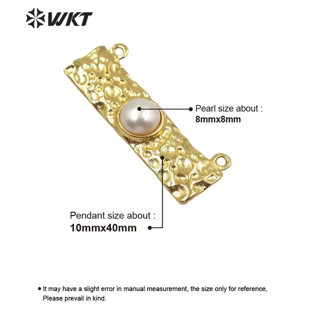 Подвеска с жемчугом прямоугольная гальваническим покрытием из золота WT-JP189 |