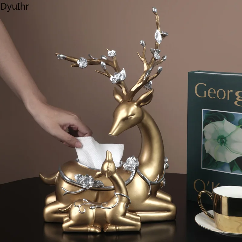 DyuIhr European Creative Animal Tissue Box Resin Crafts Housewarming Gift Office Living Room Bedroom Tissue Box Home Decoration