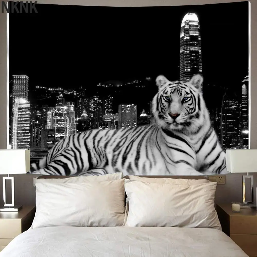 

NKNK Tiger Tapiz Animal Tapestries Forest Wall Tapestry Love Rug Wall Wall Hanging Boho decor Hippie Printed