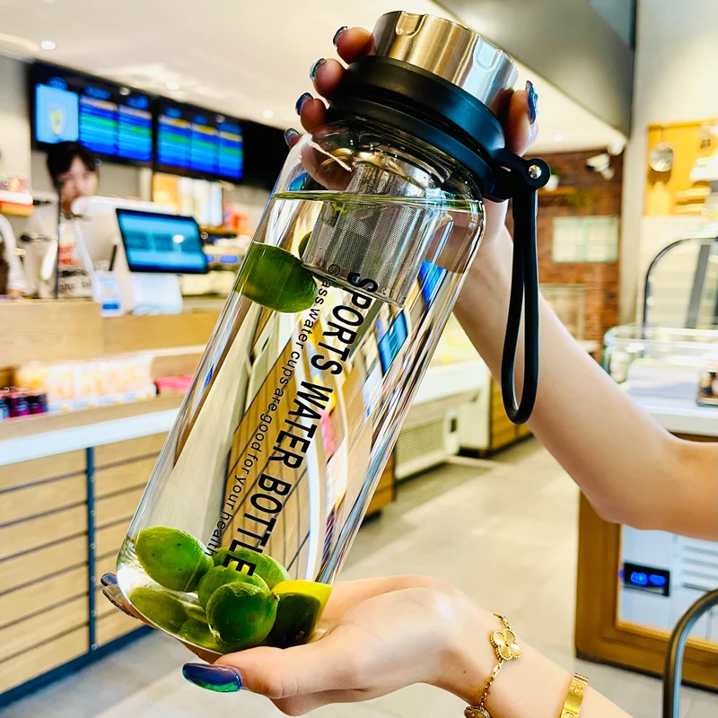 

Glass Water Cup Double Layer Transparent Glass Cup Outdoor Large Capacity With Lid Tazas De Vidrio Home Supplies WT5BLB