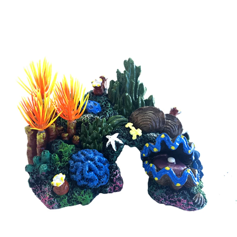 

Saim 2021 New Aquarium Equipment Accessories Rockery Glass Fish Tank Landscaping Decoration Resin Crafts Shell Coral Water Plant