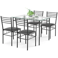 5pc dining set modern dining room tempered glass top table 4 upholstered dining chairs kitchen furniture hw61400