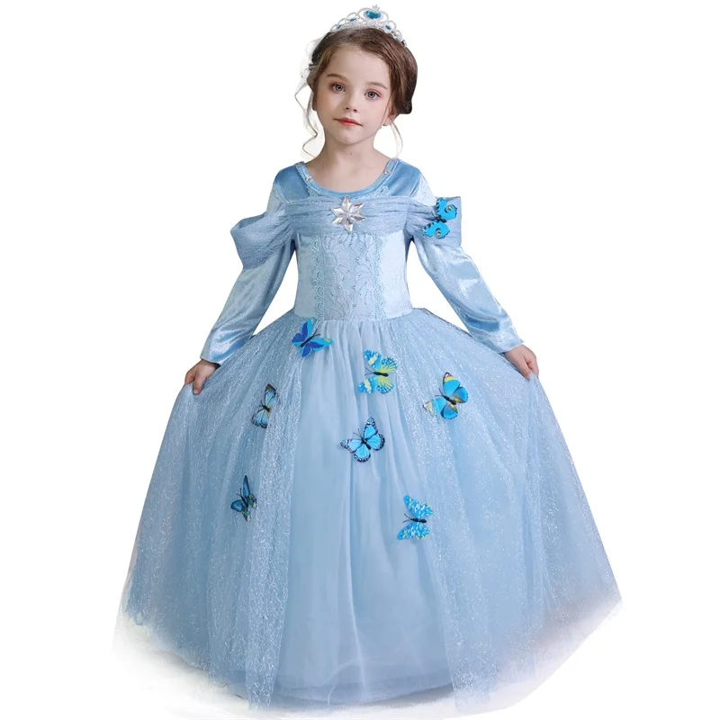 Dress 1 Платье принцессы для девочек; Детский Рождественский Костюм Золушки для девочек; Одежда для девочек; детская бальная одежда; платье Эльзы - Цвет: Dress 1