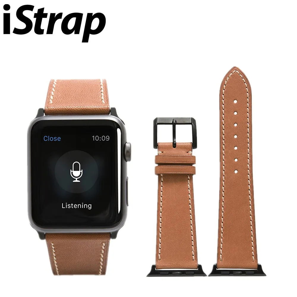 Кожа Ремешки для наручных часов из натуральной кожи Винтаж петля ремешок Apple Watch