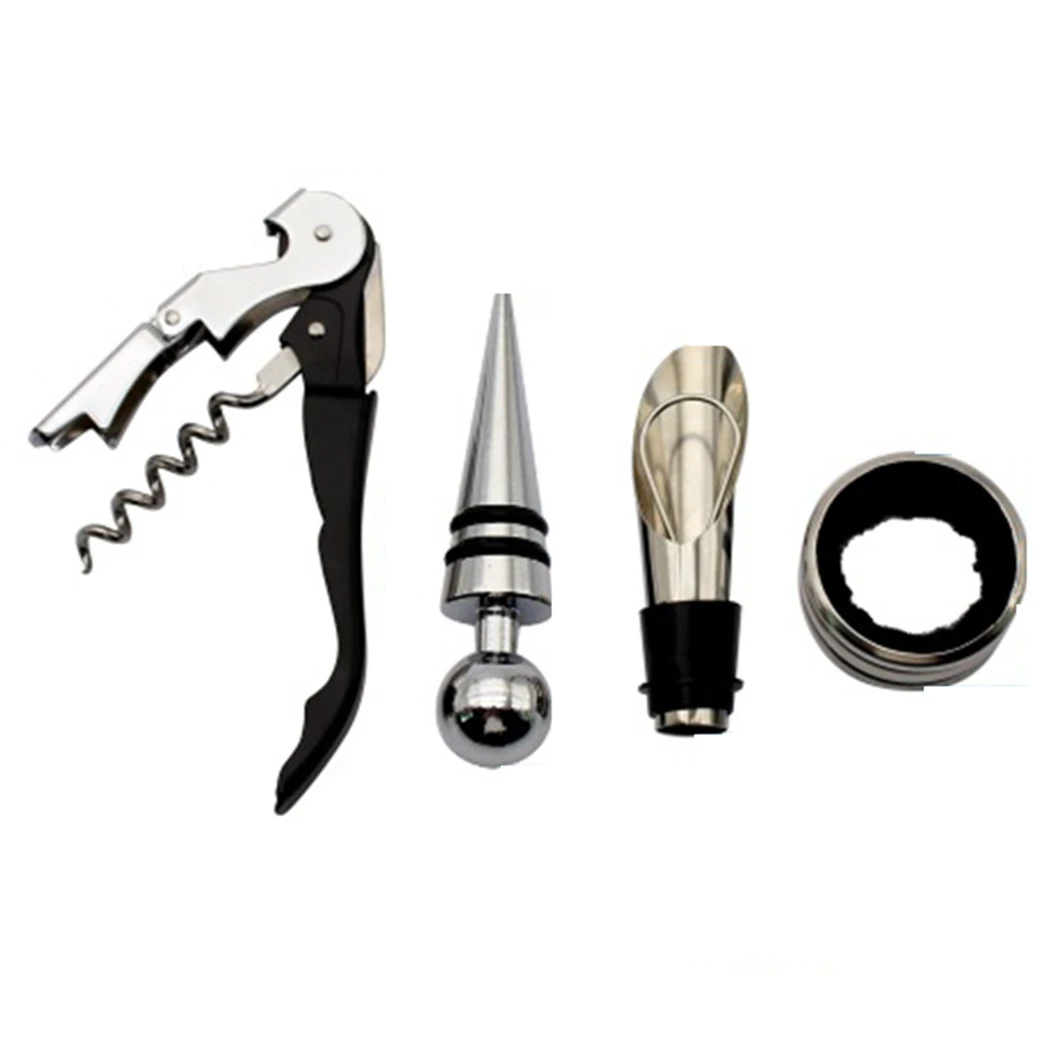 

Wine Opener Kit Set Including 4 Pcs Tool Stainless Steel Wine Opener Kit Pourer Wine Decanter Bottle Opener Cutter