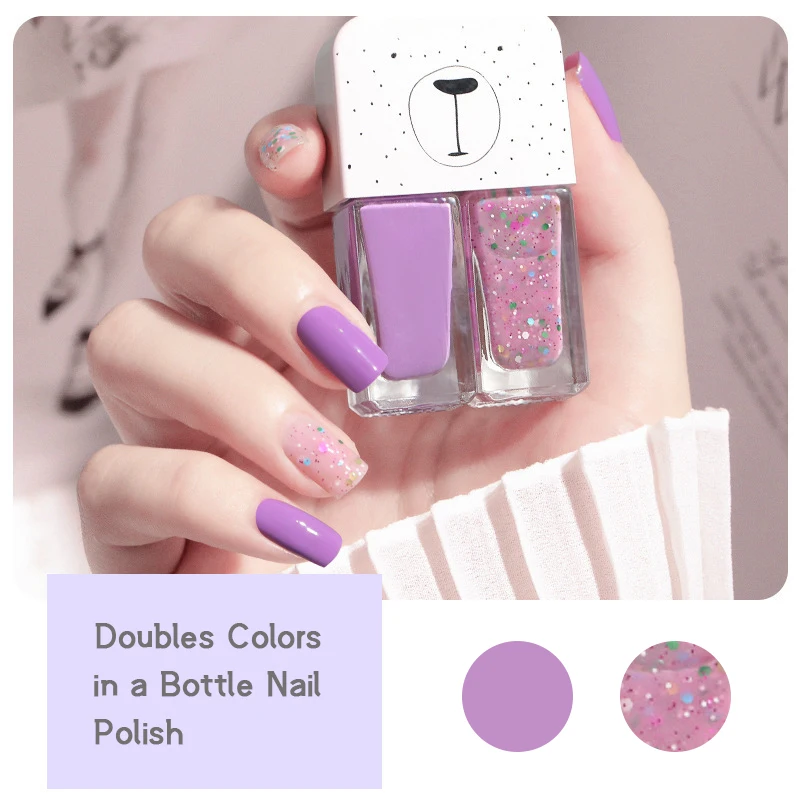 

Two Colors Double Bottle Nail Art Polish Glitter Holographic Gel Nail Polish Manicure Regular Uv Gel Shiny Quick Dry Varnishes
