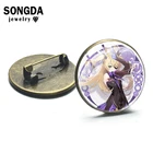 SONGDA Genshin воздействия аниме Рисунок Броши со стеклянной поверхностью Модные солнцезащитные очки для мужчин и женщин, Ювелирные Безделушки аксессуары для сумок