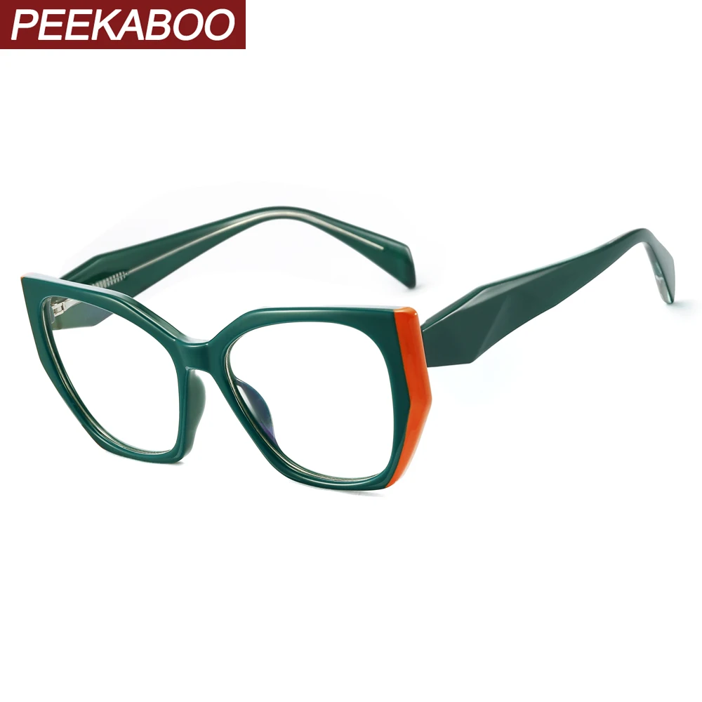 

Peekaboo TR90 blue light filter glasses acetate green red cat eye fashion spectacle frames women spring hinge accessories
