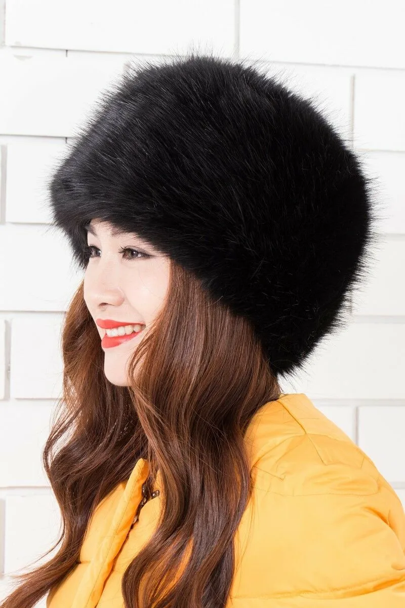Зимняя женская шапка из искусственного лисьего меха русская казачья пушистая