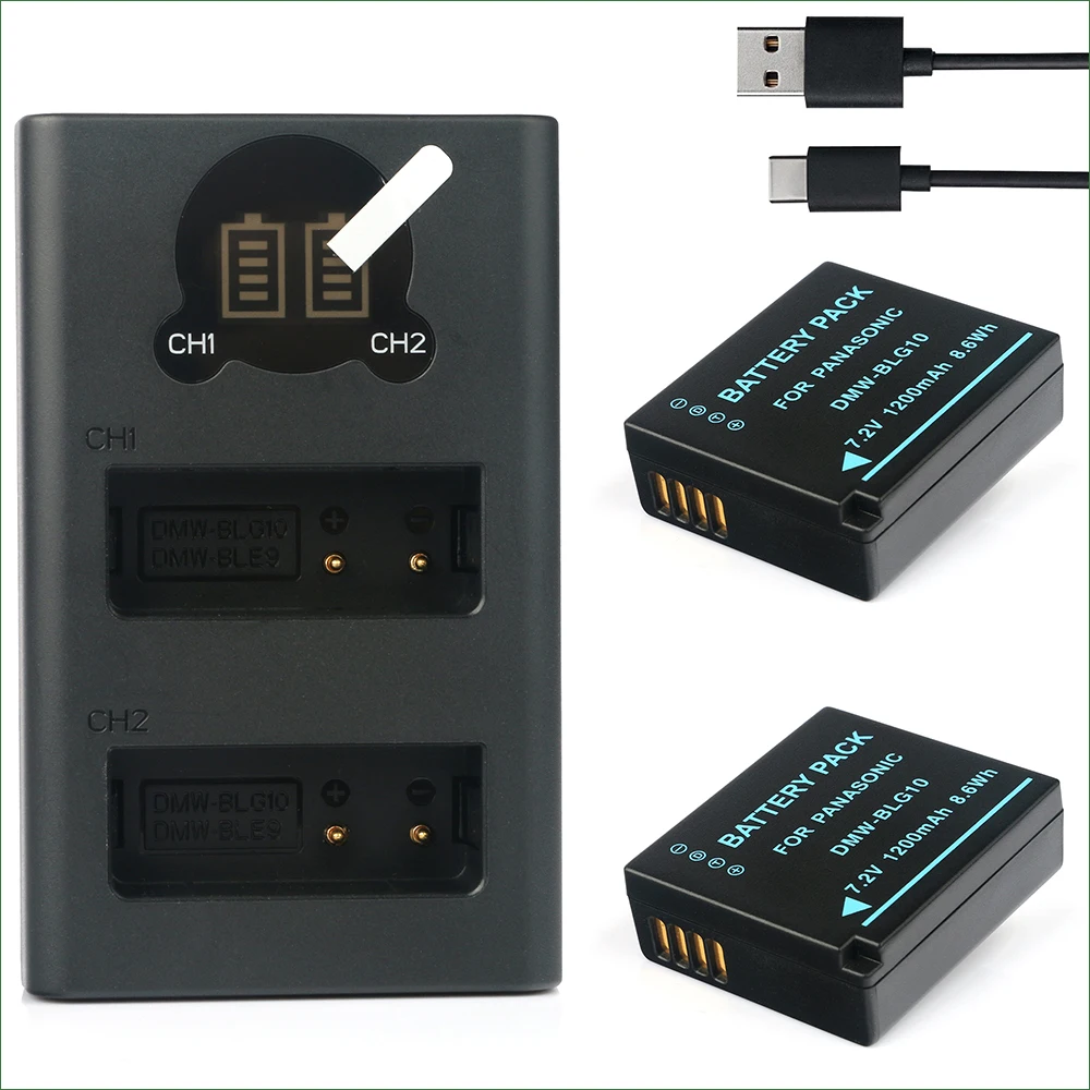

DMW-BLG10 BLE9 Battery + Dual USB Charger for Panasonic Lumix DMC-GF3 DMC-GF5 DMC-GF6 DMC-GX7 DMC-GX80 DMC-GX85 DMC-LX10