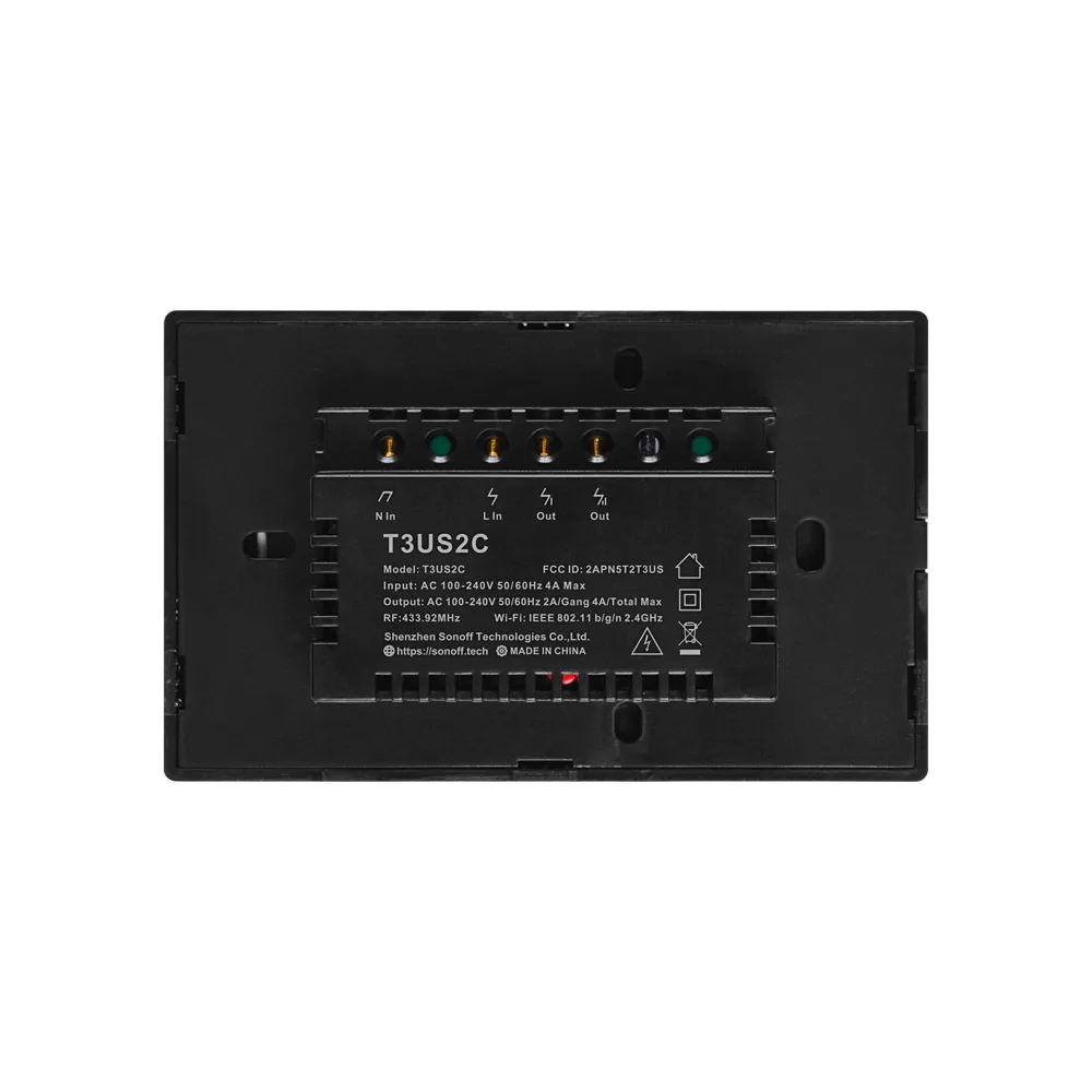 Умный настенный светильник SONOFF T3US1C с Wi Fi черный переключатель бордюром 433 RF/Voice/APP