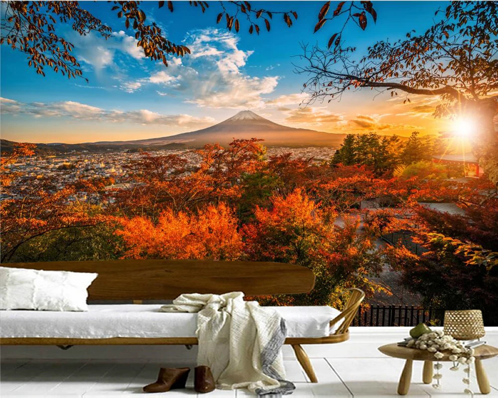 Обои обои для фотосъемки с изображением осенних гор и деревьев Настенные
